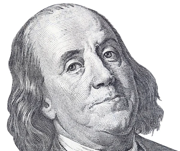 Portret Van Franklin Tegenover Dollar Bill — Stockfoto