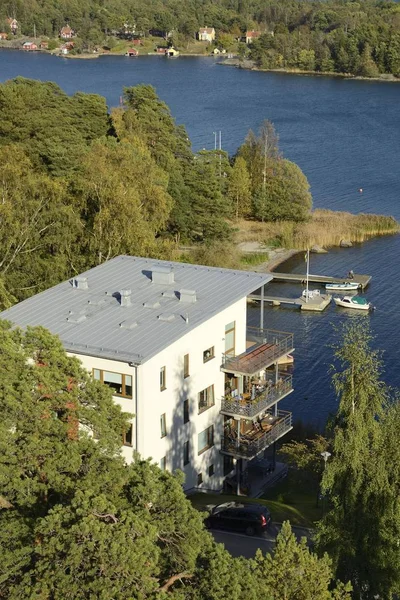 Vista Panorámica Edificio Apartamentos Nynashamn Suecia — Foto de Stock