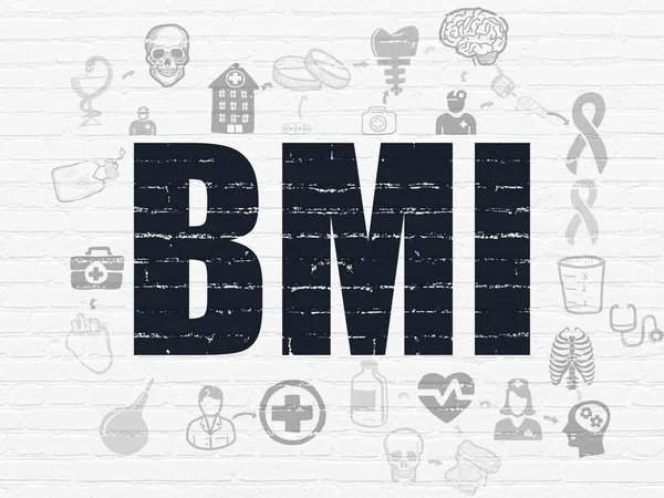Healthcare Concept Painted Black Text Bmi White Brick Wall Background — Φωτογραφία Αρχείου