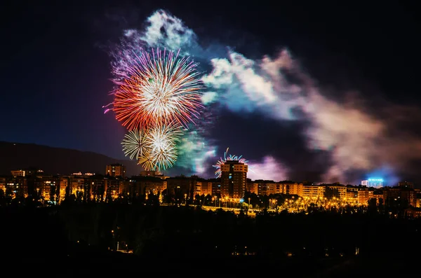 Bellissimi Fuochi Artificio Nel Cielo Pamplona Spagna Festeggiare — Foto Stock