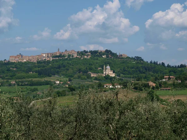 Panoramautsikt Över Montepulciano Toscana Italien — Stockfoto