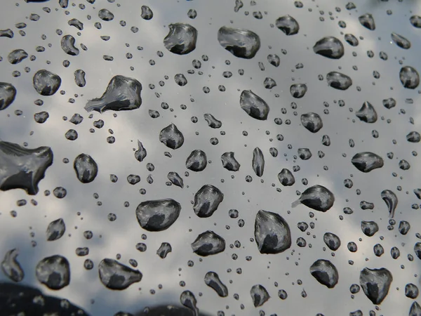 Gotas Lluvia Sobre Superficie Metálica — Foto de Stock