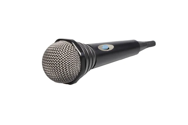 Czarny Mikrofon Białym Tle — Zdjęcie stockowe