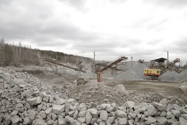 Excavadora Hidráulica Potencia Que Trabaja Cantera Oruga — Foto de Stock