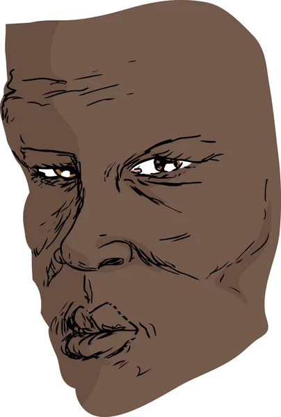 Freihändige Zeichnung Eines Älteren Ernsthaften Schwarzen Mannes — Stockfoto