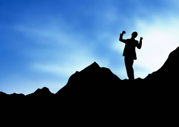 Hochauflösende Grafik Eines Mannes Der Auf Einem Berg Steht — Stockfoto