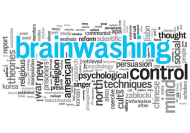Brainwashing Concept Design Word Cloud on White Background clipart