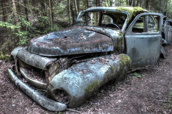 Hdr Imagem Carro Carros Detalhes Fotografado Antigo Cemitério Carros Baastnaes — Fotografia de Stock