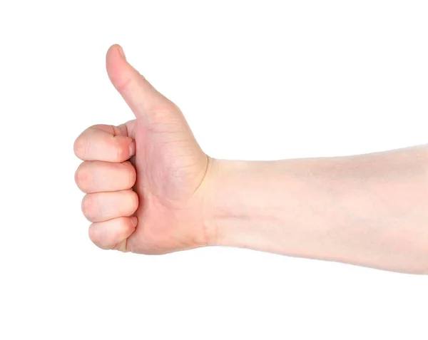 Великі Пальці Вгору Знак Руки Ізольовані Білому — стокове фото