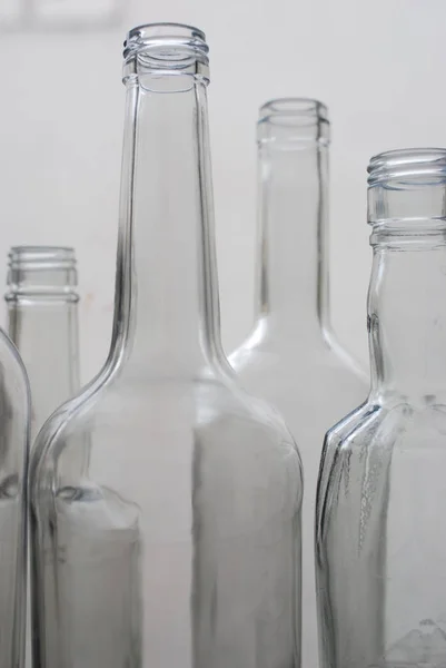 Szklane Butelki Zbliżenie Widok — Zdjęcie stockowe
