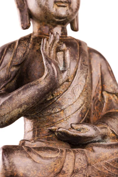 Buddha Šákjamuni Postava Manuální Pozice Vitarka Mudra Stará Socha Kovu — Stock fotografie