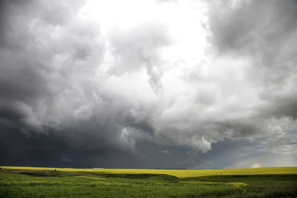 Storm Moln Saskatchewan Prärien Scen Canada Gård — Stockfoto