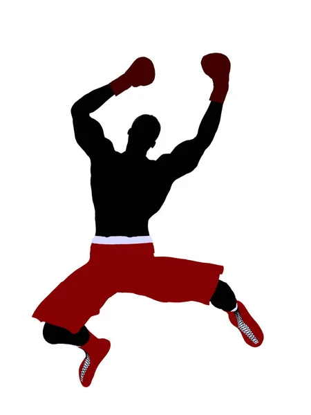 Boxer Masculino Arte Ilustração Silhueta Fundo Branco — Fotografia de Stock