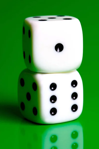 Dice Isolated Green Background — Stock Photo, Image
