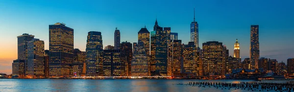 Manhattan Wieczorna Panorama Panoramę Nowego Jorku — Zdjęcie stockowe