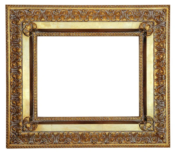 Zlatý Čtverec Starožitný Obrázek Rám Vystřizovaná Umělecká Řemesla — Stock fotografie