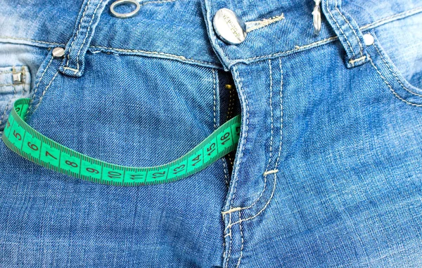 Jeans Measuring Tape Close View — Stock Photo, Image
