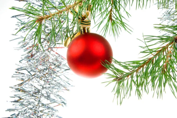 Kerstboom Ornamenten Witte Achtergrond — Stockfoto