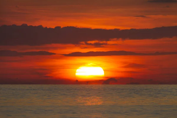 Avonds Zee Zee Bij Kleurrijke Zonsondergang Thailand Sunset Beach Een — Stockfoto