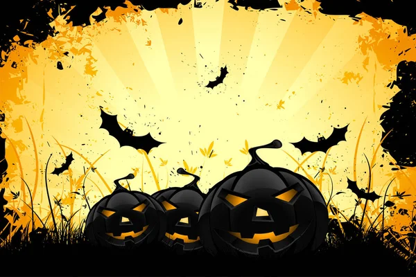 Szutykos Halloween Háttérrel Sütőtök Denevérek Telihold — Stock Fotó