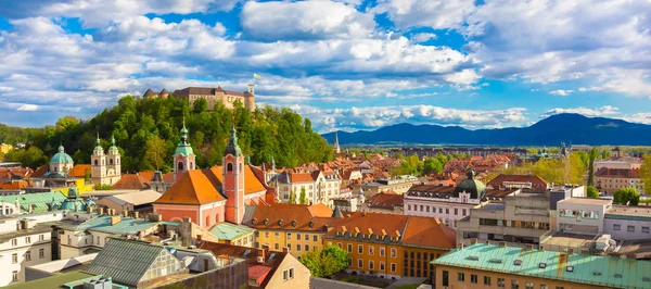 Panorama Slovenian Capital Ljubljana Sunset — Stock Photo, Image