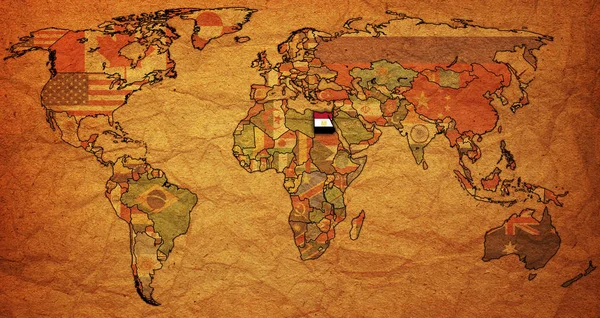 Mısır Bayrağı Ile Dünyanın Eski Siyasi Haritası — Stok fotoğraf