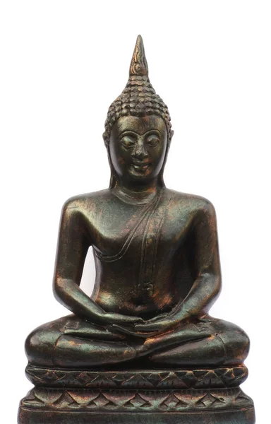 Bouddha Bronze Isolé Sur Fond Blanc — Photo