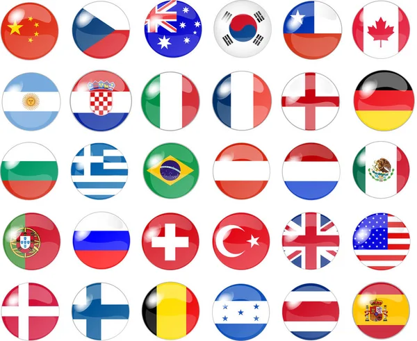 Ilustración Gran Conjunto Botones Bandera Nacional — Foto de Stock