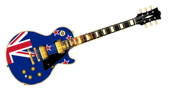 Guitarra Definitiva Rock Roll Com Bandeira Nova Zelândia Isolada Sobre — Fotografia de Stock