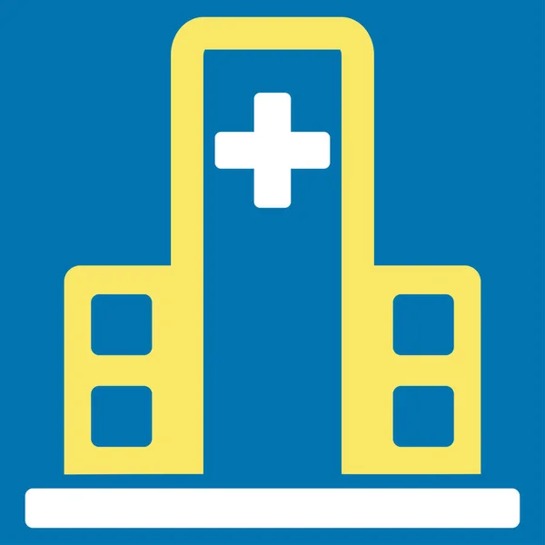 Ikonę Symbolu Budynku Szpitala Styl Jest Bicolor Płaski Symbol Żółty — Zdjęcie stockowe