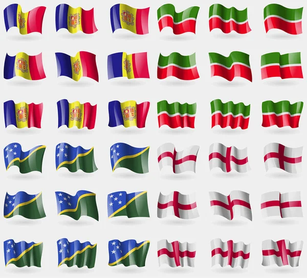 Andorra Tartaristán Islas Salomón Inglaterra Conjunto Banderas Los Países Del — Foto de Stock