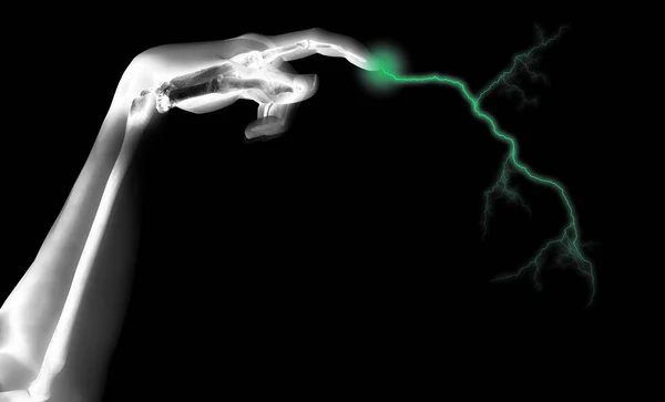 電気を撮影スケルトンの手 — ストック写真