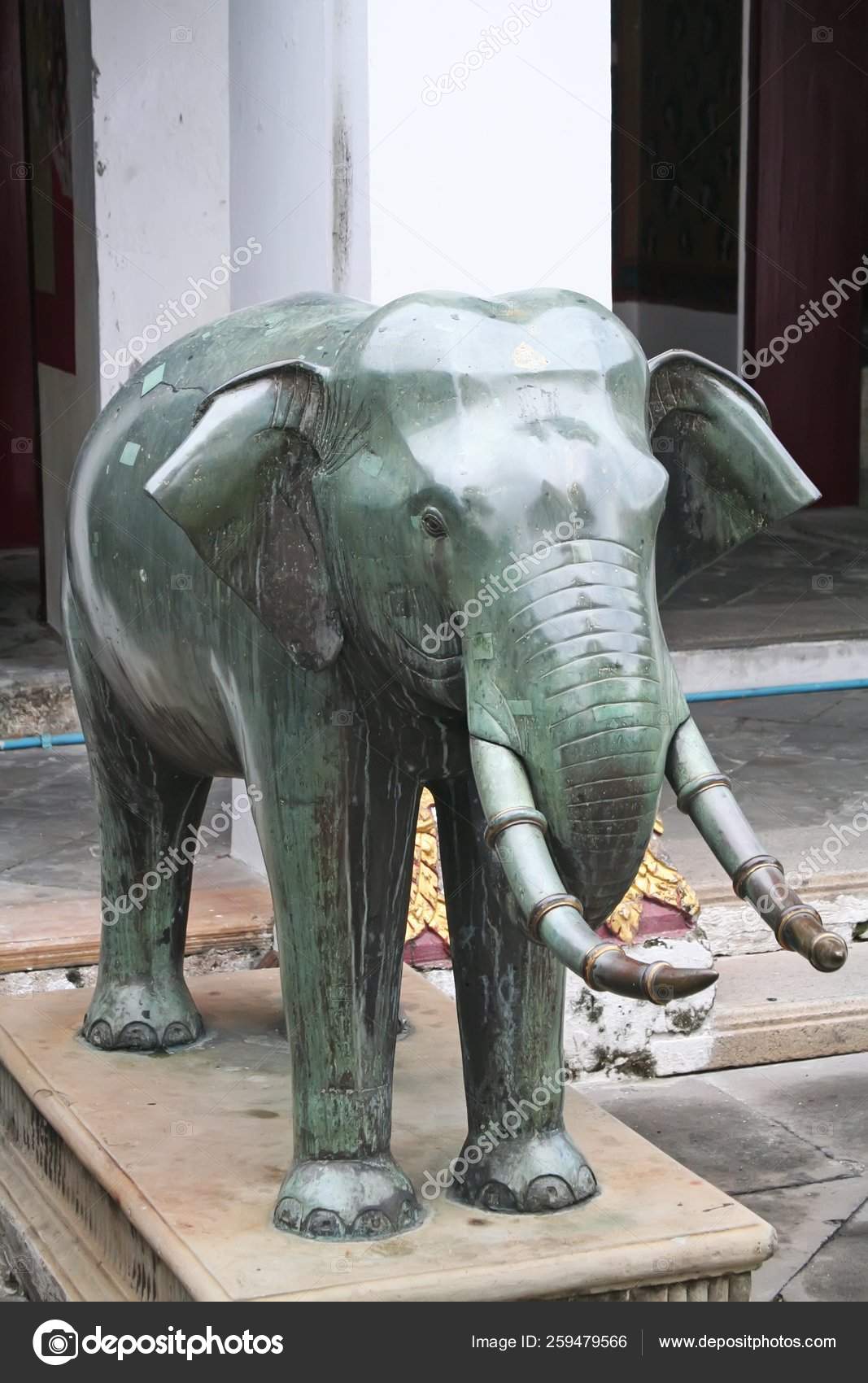 Marble Elephant Statue Thai Temple Religious Statuette Stock Photo by ...