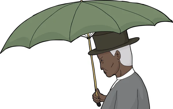 Profil Izolovaného Filmu Staršího Muže Deštníkem — Stock fotografie