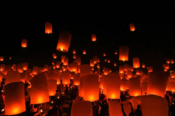 Festival Fuegos Artificiales Chiangmai Tailandia — Foto de Stock