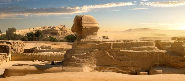 Sphinx Der Sandwüste Bei Sonnenuntergang — Stockfoto