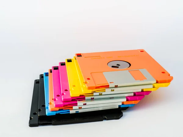 Diskett Eller Diskett Ett Disk Lagringsmedium Som Består Skiva Tunt — Stockfoto