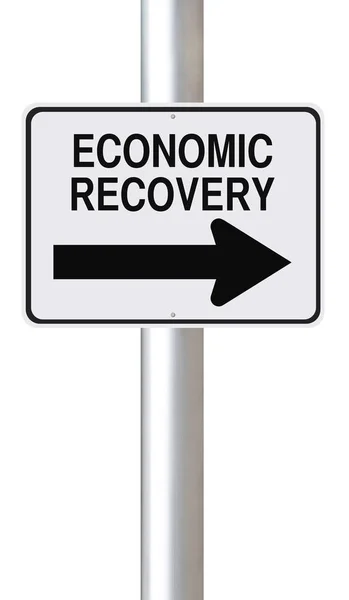 Modified One Way Street Sign Economic Recovery — Stockfoto