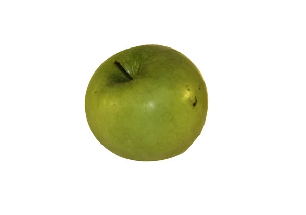 Zielone Jabłko Białym Tle Nad Białym — Zdjęcie stockowe