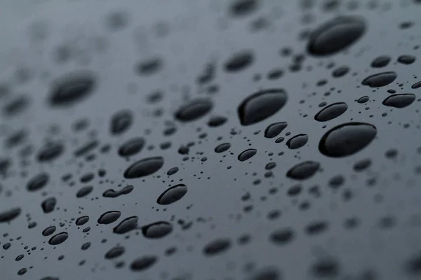 Water Drops Dark Surface Close — 스톡 사진