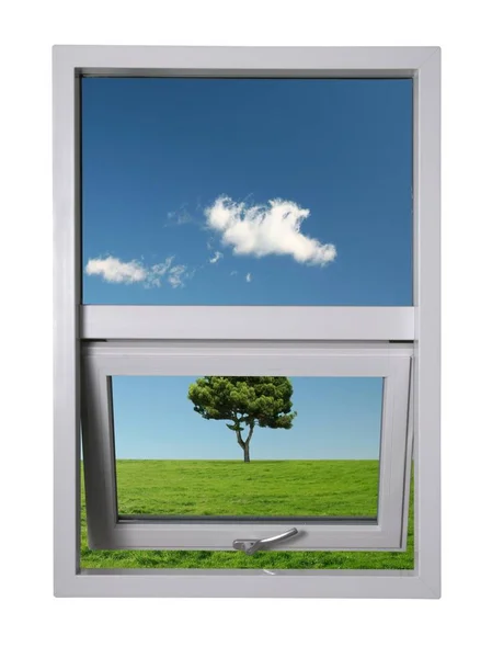 Beautiful Landscape Seen Brand New Window Image Contains Clipping Path — Stock Photo, Image