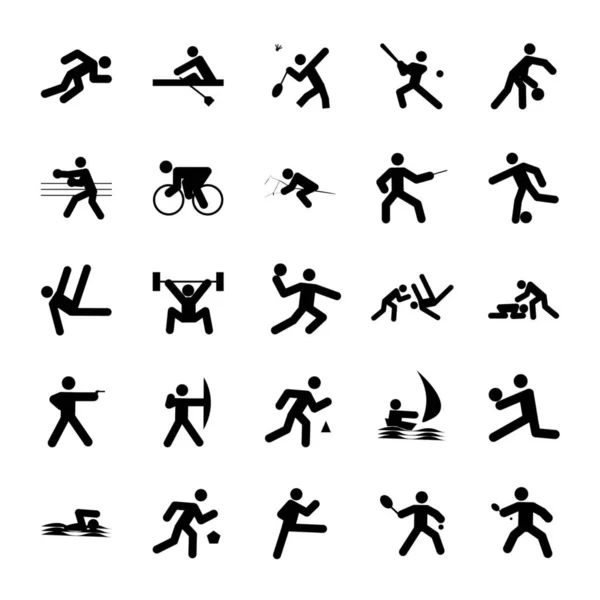 Logos Der Sportarten Olympische Knöpfe Schwarz Auf Weißem Hintergrund — Stockfoto