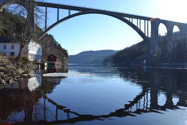 Den Gamla Bron Mellan Norge Och Sweeden Svinesund Byggd 1946 — Stockfoto