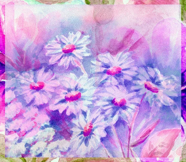 Bild Stillleben Blumenstrauß Aquarell Von Hand Auf Papier Zeichnen — Stockfoto