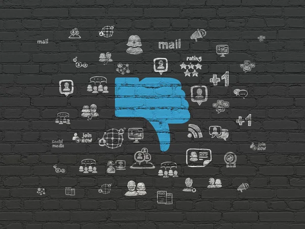 Soziales Netzwerk Konzept Gemaltes Blaues Daumen Nach Unten Symbol Auf — Stockfoto