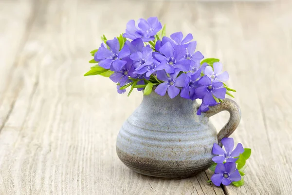 Ahşap Zemin Üzerinde Bir Vazoda Güzel Bahar Çiçekleri — Stok fotoğraf