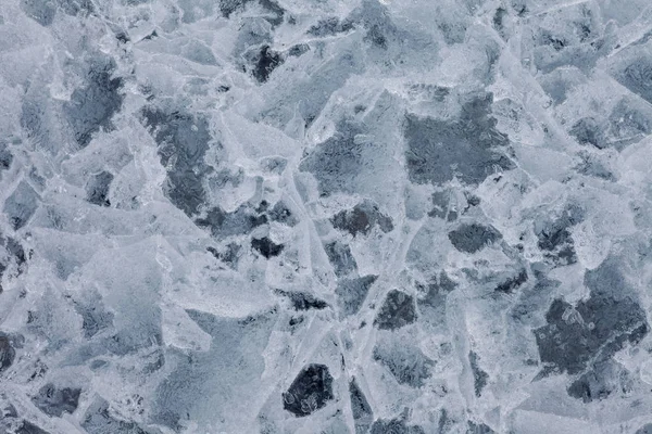 Oberfläche Einer Dicken Eisschicht Auf Dem See Verwittert Durch Zahlreiche — Stockfoto