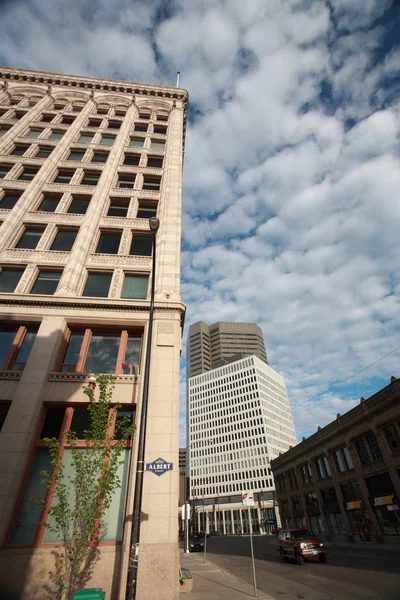 Edificios Antiguos Nuevos Centro Winnipeg — Foto de Stock