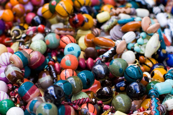Gemischte Gruppe Sehr Farbenfroher Perlenketten — Stockfoto