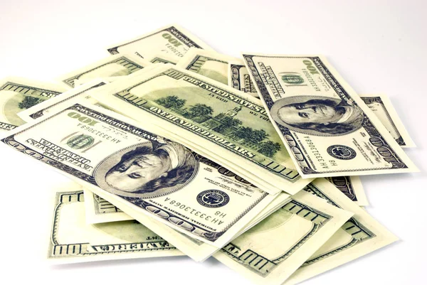 Papírové Peníze Amerických Dolarů Bílém Pozadí — Stock fotografie